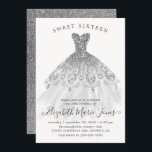 Silver Grey Glitter Glam Dress Sweet 16th Birthday Invitation<br><div class="desc">Silver Grey Glitter Sparkle Glam Dress Sweet 16th Birthday Invitation</div>