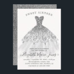 Silver Grey Glitter Glam Dress Sweet 16th Birthday Invitation<br><div class="desc">Silver Grey Glitter Sparkle Glam Dress Sweet 16th Birthday Invitation</div>