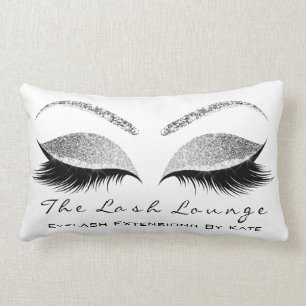 Silver Grey Glitter Glam Makeup Lashes Beauty Lumbar Pillow