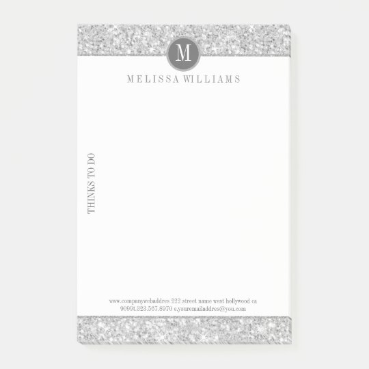 Silver Grey Glitter Texture & White Post-it® Notes