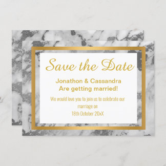 SILVER GREY GOLD ABSTRACT MARBLE SAVE THE DATE