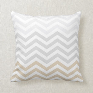 Silver Grey Gold Chevron Throw Pillow