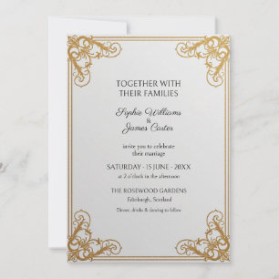 Silver Grey Gold Filigree Wedding Invitation
