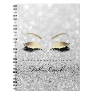 Silver Grey Gold Glitter Eyes Makeup Beauty Notebook