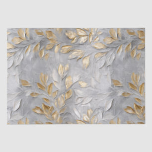 Silver Grey Gold Leaves Tissue Paper
