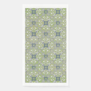 Silver Grey Green Blue Metallic Filigree Pattern Napkin