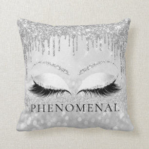 Silver Grey Grey Eyelashes Glitter Spark Phenomena Throw Pillow