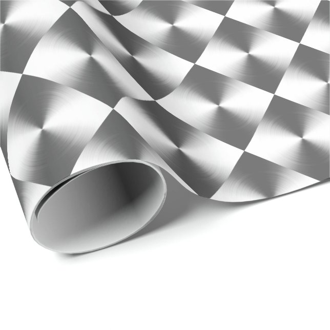 Silver Grey Grey Plaid Pattern  Wrapping Paper (Roll Corner)
