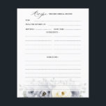 Silver Grey Ivory Floral Boho Bridal Shower Recipe<br><div class="desc">Elegant floral winter bridal shower recipe features elegant grey ,  ivory and silver watercolor flower bouquet frosty-hued greenery. Please contact me for any help in customization or if you need any other product with this design.</div>