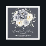 Silver Grey Ivory Floral boho Ivory Bridal Shower  Napkin<br><div class="desc">Elegant floral winter bridal shower napkin features elegant grey ,  ivory and silver watercolor flower bouquet frosty-hued greenery. Please contact me for any help in customization or if you need any other product with this design.</div>