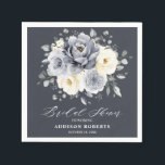 Silver Grey Ivory Floral boho Ivory Bridal Shower  Napkin<br><div class="desc">Elegant floral winter bridal shower napkin features elegant grey ,  ivory and silver watercolor flower bouquet frosty-hued greenery. Please contact me for any help in customization or if you need any other product with this design.</div>