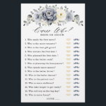 Silver Grey Ivory Floral Winter Bridal Shower Game<br><div class="desc">Elegant floral winter bridal shower game (guess who) features elegant grey ,  ivory and silver watercolor flower bouquet frosty-hued greenery. Please contact me for any help in customization or if you need any other product with this design.</div>