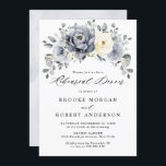Silver Grey Ivory Floral Winter  Rehearsal Dinner Invitation<br><div class="desc">Elegant floral winter rehearsal dinner invitation features elegant grey ,  ivory and silver watercolor flower bouquet frosty-hued greenery. Please contact me for any help in customization or if you need any other product with this design.</div>