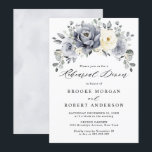 Silver Grey Ivory Floral Winter  Rehearsal Dinner Invitation<br><div class="desc">Elegant floral winter rehearsal dinner invitation features elegant grey ,  ivory and silver watercolor flower bouquet frosty-hued greenery. Please contact me for any help in customization or if you need any other product with this design.</div>
