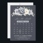Silver Grey Ivory Floral Winter Rustic Calendar  S Save The Date<br><div class="desc">Elegant floral winter calendar save the date card features elegant grey ,  ivory and silver watercolor flower bouquet frosty-hued greenery. Please contact me for any help in customization or if you need any other product with this design.</div>