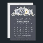 Silver Grey Ivory Floral Winter Rustic Calendar  S Save The Date<br><div class="desc">Elegant floral winter calendar save the date card features elegant grey ,  ivory and silver watercolor flower bouquet frosty-hued greenery. Please contact me for any help in customization or if you need any other product with this design.</div>