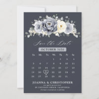Silver Grey Ivory Floral Winter Rustic Calendar  S