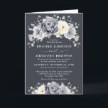 Silver Grey Ivory Floral Winter Rustic Wedding  In Invitation<br><div class="desc">Elegant floral winter wedding invitation features elegant grey ,  ivory and silver watercolor flower bouquet frosty-hued greenery. Please contact me for any help in customization or if you need any other product with this design.</div>