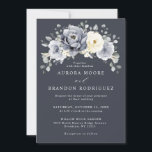Silver Grey Ivory Floral Winter Rustic Wedding Inv Invitation<br><div class="desc">Elegant floral winter wedding invitation features elegant grey ,  ivory and silver watercolor flower bouquet frosty-hued greenery. Please contact me for any help in customization or if you need any other product with this design.</div>