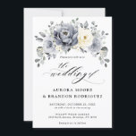 Silver Grey Ivory Floral Winter Rustic Wedding Inv Invitation<br><div class="desc">Elegant floral winter wedding invitation features elegant grey ,  ivory and silver watercolor flower bouquet frosty-hued greenery. Please contact me for any help in customization or if you need any other product with this design.</div>