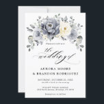 Silver Grey Ivory Floral Winter Rustic Wedding Inv Invitation<br><div class="desc">Elegant floral winter wedding invitation features elegant grey ,  ivory and silver watercolor flower bouquet frosty-hued greenery. Please contact me for any help in customization or if you need any other product with this design.</div>