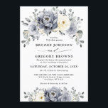 Silver Grey Ivory Floral Winter Rustic Wedding Invitation<br><div class="desc">Elegant floral winter wedding invitation features elegant grey ,  ivory and silver watercolor flower bouquet frosty-hued greenery. Please contact me for any help in customization or if you need any other product with this design.</div>