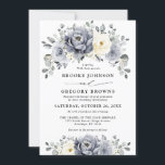 Silver Grey Ivory Floral Winter Rustic Wedding Invitation<br><div class="desc">Elegant floral winter wedding invitation features elegant grey ,  ivory and silver watercolor flower bouquet frosty-hued greenery. Please contact me for any help in customization or if you need any other product with this design.</div>
