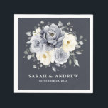 Silver Grey Ivory Floral Winter Rustic Wedding Nap Napkin<br><div class="desc">Elegant floral winter wedding napkin features elegant grey ,  ivory and silver watercolor flower bouquet frosty-hued greenery. Please contact me for any help in customization or if you need any other product with this design.</div>