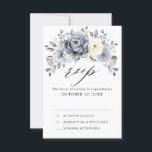 Silver Grey Ivory Floral Winter Rustic Wedding RSVP Card<br><div class="desc">Elegant floral winter wedding RSVP card features elegant grey ,  ivory and silver watercolor flower bouquet frosty-hued greenery. Please contact me for any help in customization or if you need any other product with this design.</div>