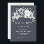 Silver Grey Ivory Floral Winter Rustic Wedding Sav Save The Date<br><div class="desc">Elegant floral winter wedding Save the date card features elegant grey ,  ivory and silver watercolor flower bouquet frosty-hued greenery. Please contact me for any help in customization or if you need any other product with this design.</div>