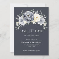 Silver Grey Ivory Floral Winter Rustic Wedding Sav