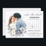 Silver Grey Ivory Floral Winter Rustic Wedding Save The Date<br><div class="desc">Elegant floral winter wedding save the date card features elegant grey ,  ivory and silver watercolor flower bouquet frosty-hued greenery. Please contact me for any help in customization or if you need any other product with this design</div>