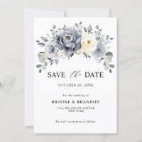 Silver Grey Ivory Floral Winter Rustic Wedding