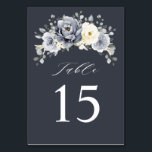 Silver Grey Ivory Floral Winter Rustic Wedding Tab Table Number<br><div class="desc">Elegant floral winter wedding table number features elegant grey ,  ivory and silver watercolor flower bouquet frosty-hued greenery. Please contact me for any help in customization or if you need any other product with this design.</div>