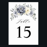 Silver Grey Ivory Floral Winter Rustic Wedding Table Number<br><div class="desc">Elegant floral winter wedding table number features elegant grey ,  ivory and silver watercolor flower bouquet frosty-hued greenery. Please contact me for any help in customization or if you need any other product with this design.</div>