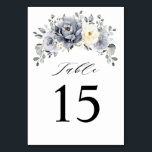 Silver Grey Ivory Floral Winter Rustic Wedding Table Number<br><div class="desc">Elegant floral winter wedding table number features elegant grey ,  ivory and silver watercolor flower bouquet frosty-hued greenery. Please contact me for any help in customization or if you need any other product with this design.</div>