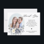 Silver Grey Ivory Floral Winter Rustic Wedding Thank You Card<br><div class="desc">Elegant floral winter wedding thank you card features elegant grey ,  ivory and silver watercolor flower bouquet frosty-hued greenery. Please contact me for any help in customization or if you need any other product with this design.</div>