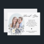 Silver Grey Ivory Floral Winter Rustic Wedding Thank You Card<br><div class="desc">Elegant floral winter wedding thank you card features elegant grey ,  ivory and silver watercolor flower bouquet frosty-hued greenery. Please contact me for any help in customization or if you need any other product with this design.</div>