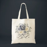 Silver Grey Ivory Floral Winter Rustic Wedding Tote Bag<br><div class="desc">Elegant floral winter wedding bride tote bag   features elegant grey ,  ivory and silver watercolor flower bouquet frosty-hued greenery. Please contact me for any help in customization or if you need any other product with this design.</div>