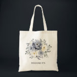 Silver Grey Ivory Floral Winter Rustic Wedding Tote Bag<br><div class="desc">Elegant floral winter wedding bridesmaid gift tote bag features elegant grey ,  ivory and silver watercolor flower bouquet frosty-hued greenery. Please contact me for any help in customization or if you need any other product with this design.</div>