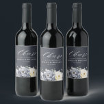 Silver Grey Ivory Floral Winter Rustic Wedding Win Wine Label<br><div class="desc">Elegant floral winter wedding wine label features elegant grey ,  ivory and silver watercolor flower bouquet frosty-hued greenery. Please contact me for any help in customization or if you need any other product with this design.</div>