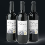 Silver Grey Ivory Floral Winter Rustic Wedding Wine Label<br><div class="desc">Elegant floral winter wedding wine label features elegant grey ,  ivory and silver watercolor flower bouquet frosty-hued greenery. Please contact me for any help in customization or if you need any other product with this design.</div>