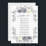 Silver Grey Ivory Floral Winter Seating Chart Invitation<br><div class="desc">Elegant floral winter wedding seating chart features elegant grey ,  ivory and silver watercolor flower bouquet frosty-hued greenery. Please contact me for any help in customization or if you need any other product with this design.</div>