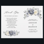 Silver Grey Ivory Floral Winter  Wedding Program<br><div class="desc">Elegant floral winter wedding program features elegant grey ,  ivory and silver watercolor flower bouquet frosty-hued greenery. Please contact me for any help in customization or if you need any other product with this design.</div>