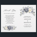 Silver Grey Ivory Floral Winter  Wedding Program<br><div class="desc">Elegant floral winter wedding program features elegant grey ,  ivory and silver watercolor flower bouquet frosty-hued greenery. Please contact me for any help in customization or if you need any other product with this design.</div>