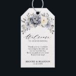 Silver Grey Ivory Floral Winter  Wedding Welcome Gift Tags<br><div class="desc">Elegant floral winter wedding welcome gift tag features elegant grey ,  ivory and silver watercolor flower bouquet frosty-hued greenery. Please contact me for any help in customization or if you need any other product with this design.</div>