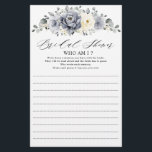 Silver Grey Ivory Floral Winter Who Am I Game<br><div class="desc">Elegant floral winter bridal shower who Am I game features elegant grey ,  ivory and silver watercolor flower bouquet frosty-hued greenery. Please contact me for any help in customization or if you need any other product with this design.</div>