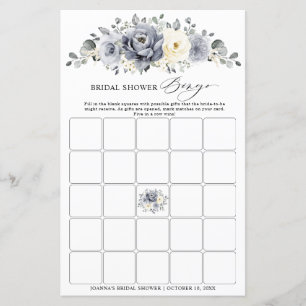Silver Grey Ivory  Winter Boho Bridal Shower Bingo
