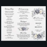 Silver Grey Ivory Winter Wedding Tri-Fold Program<br><div class="desc">Elegant floral winter wedding Tri-fold program card features elegant grey ,  ivory and silver watercolor flower bouquet frosty-hued greenery. Please contact me for any help in customization or if you need any other product with this design.</div>