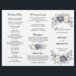 Silver Grey Ivory Winter Wedding Tri-Fold Program<br><div class="desc">Elegant floral winter wedding Tri-fold program card features elegant grey ,  ivory and silver watercolor flower bouquet frosty-hued greenery. Please contact me for any help in customization or if you need any other product with this design.</div>